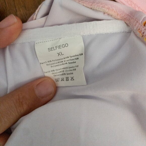 SELFIEGO Pink Floral Swimdress (XL) – Built-In Support & Flowy Swim Skirt - Picture 3 of 3